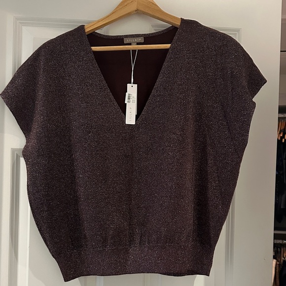 Lilla P Tops - Lilla P Shimmering Plum V-Neck Top
